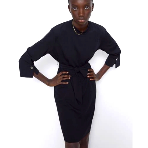 zara textured dress with belt